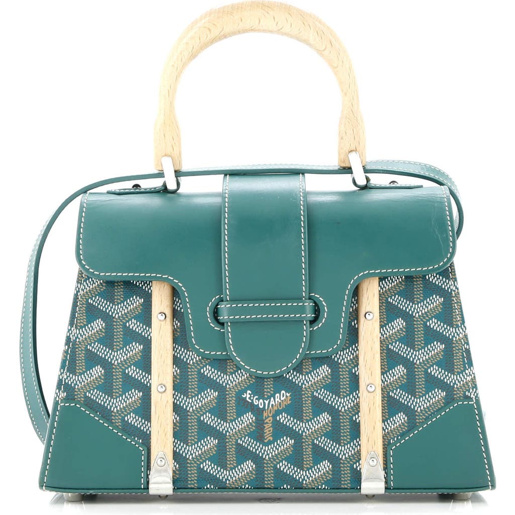 Pre-owned Goyard Goyard Structured Saigon Top Handle Bag Coated Canvas With Leather Mini In Green