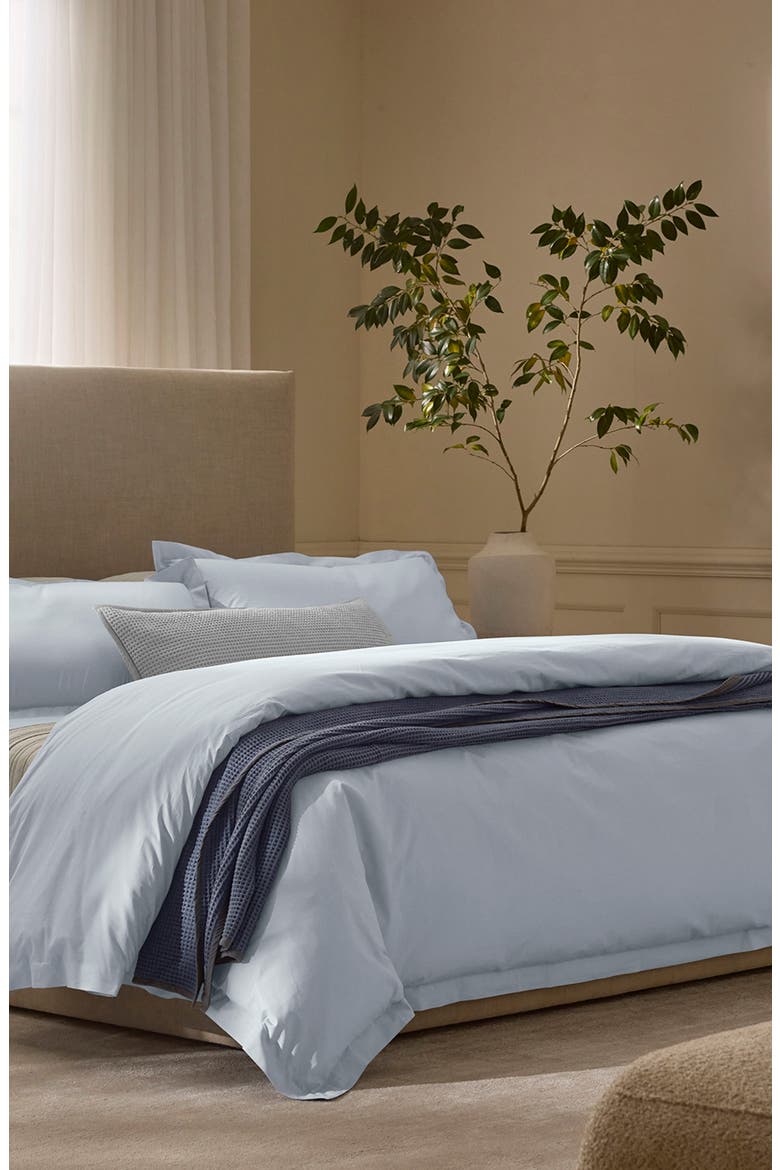 Percale Hemmed Duvet Cover & Shams Set, Alternate, color, HYDRANGEA