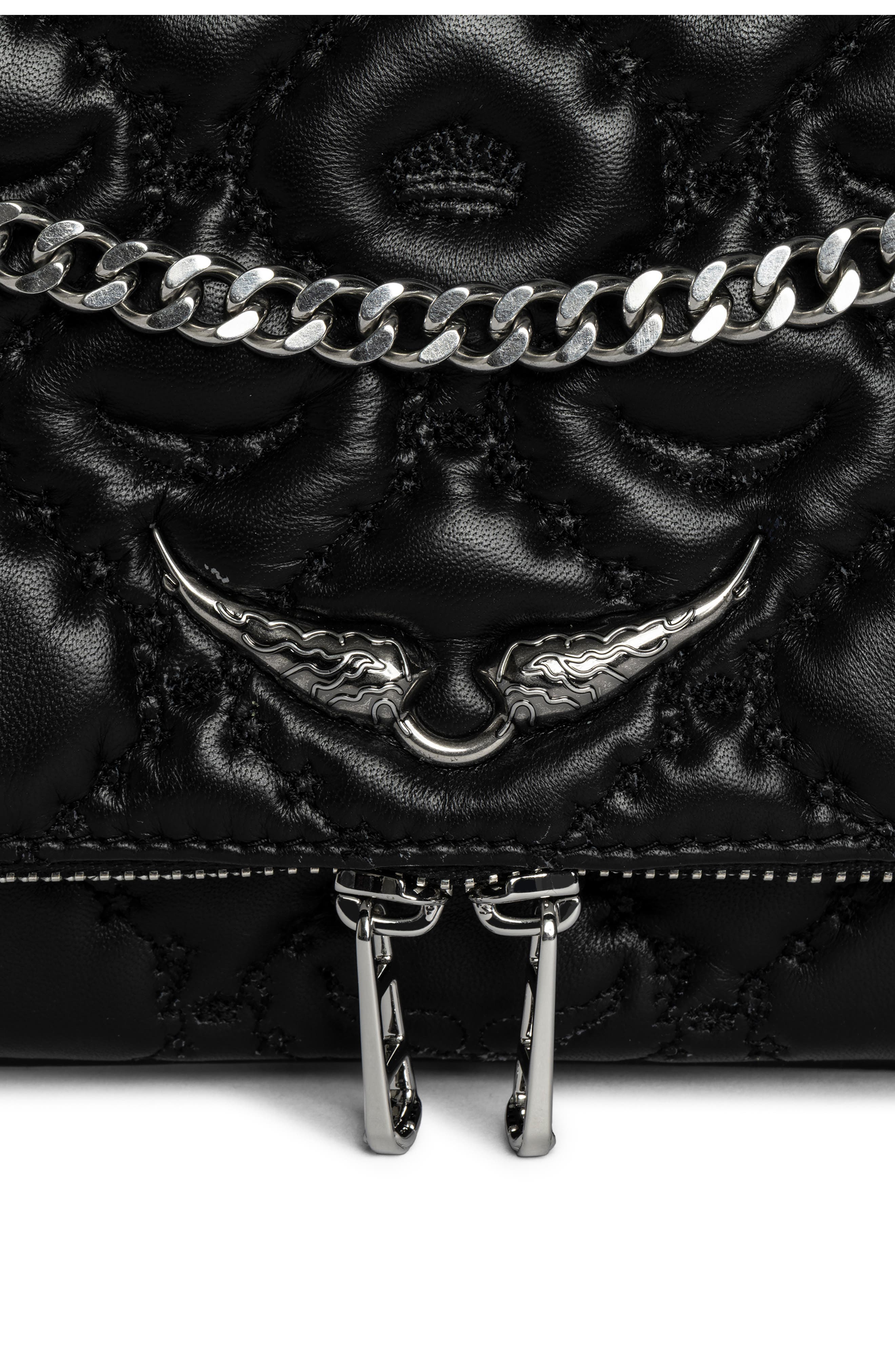 Zadig & Voltaire Rock II Diamond Quilted Monogram Leather Crossbody Bag, Alternate, color, 