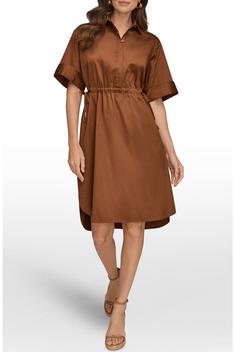 Short Sleeve Shirtdress, Main, color, COGNAC