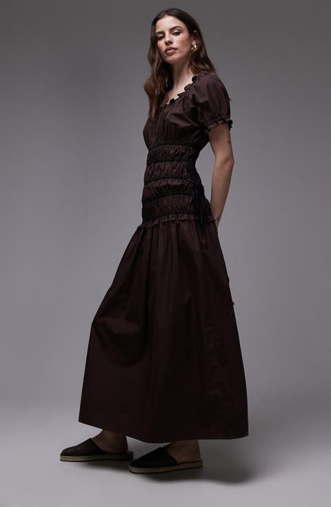 Shirred Bodice Maxi Dress