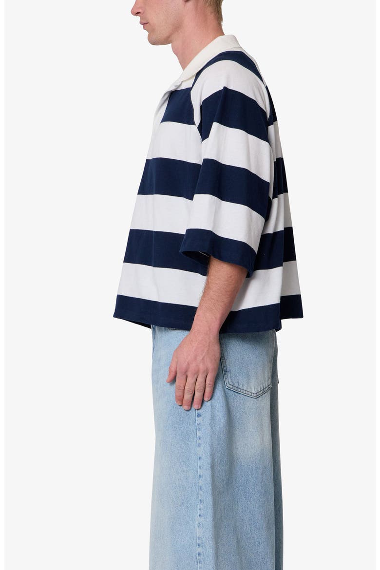Wide Stripe Boxy Polo, Alternate, color, WHITE/ NAVY