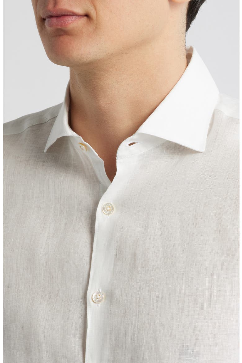 Regular Fit Linen Button-Up Shirt, Alternate, color, WHITE