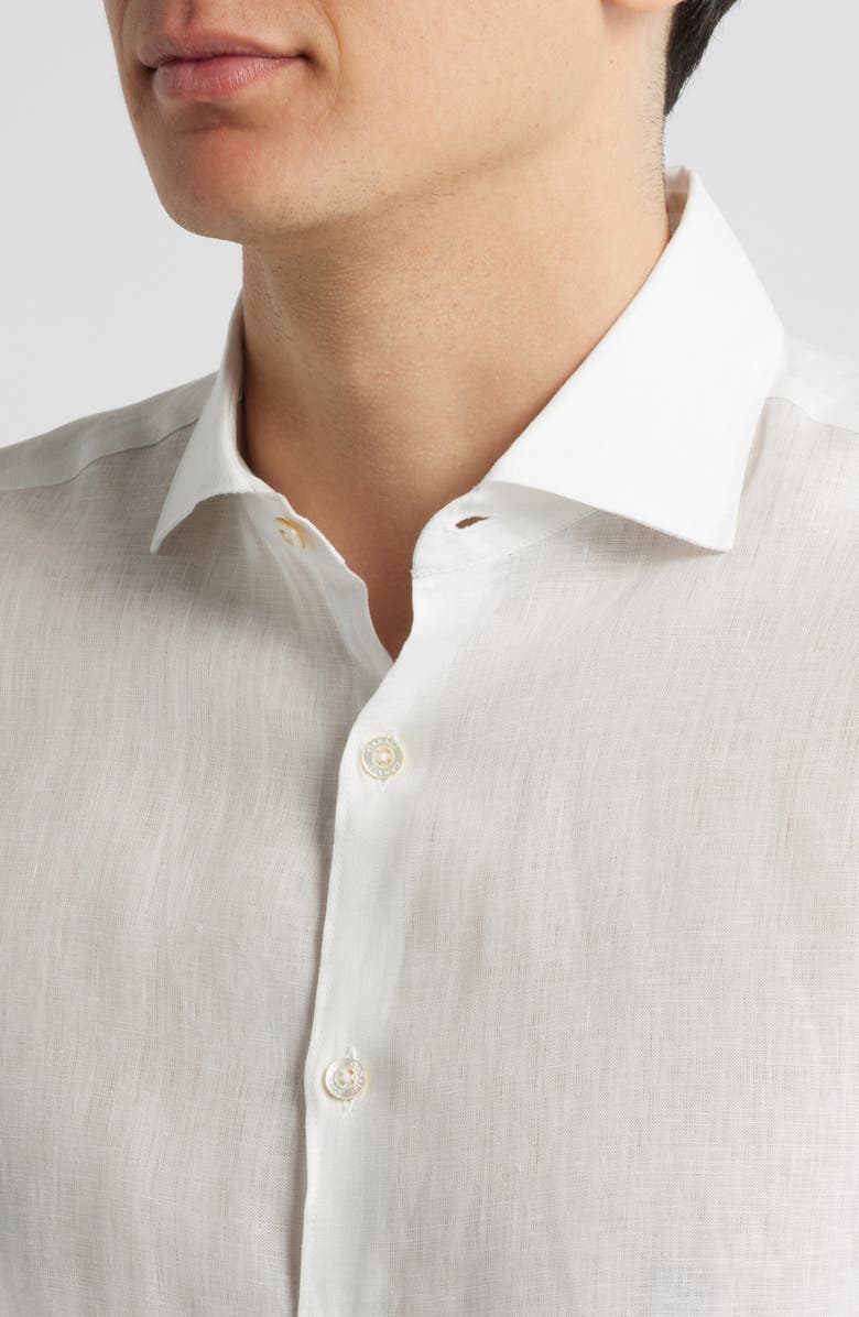 Canali Regular Fit Linen Button-Up Shirt, Alternate, color, White