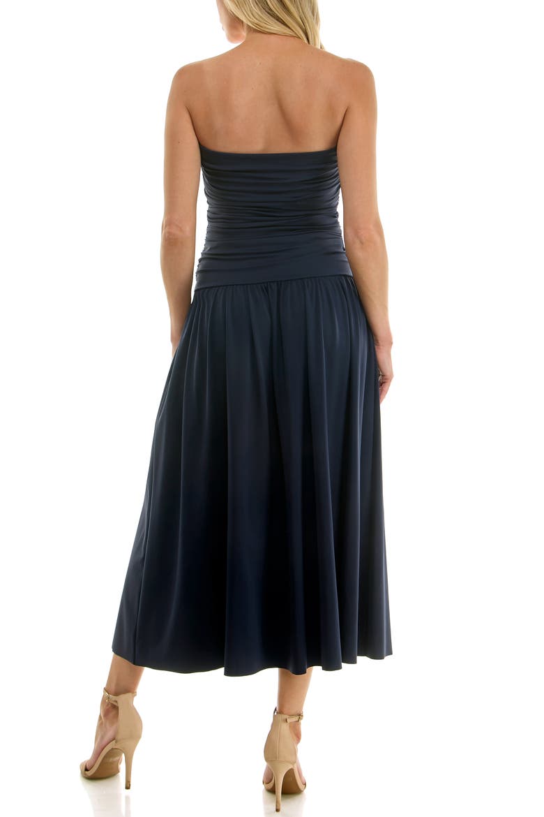 Ruched Bodice Strapless Dress, Alternate, color, NAVY