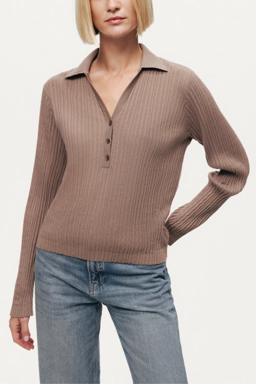 Nocturne Ribbed Polo Knit Sweater In Brown