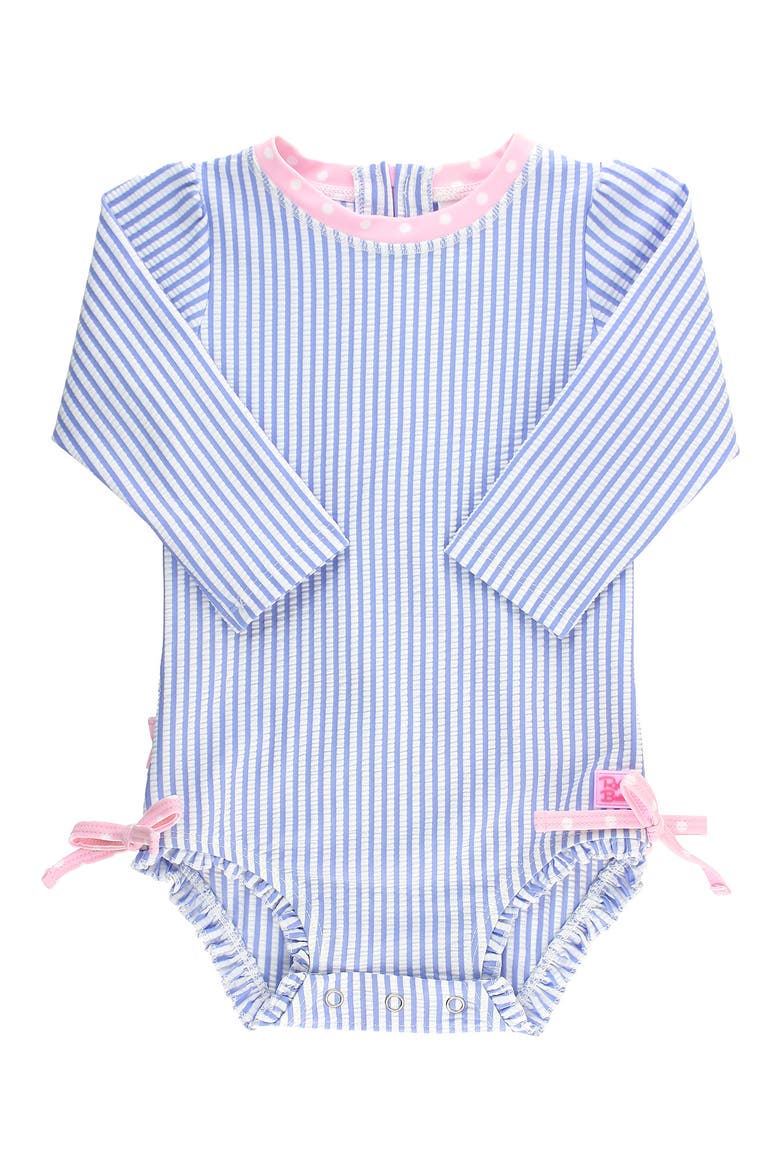 Seersucker One-Piece Rashguard Swimsuit, Main, color, BLUE