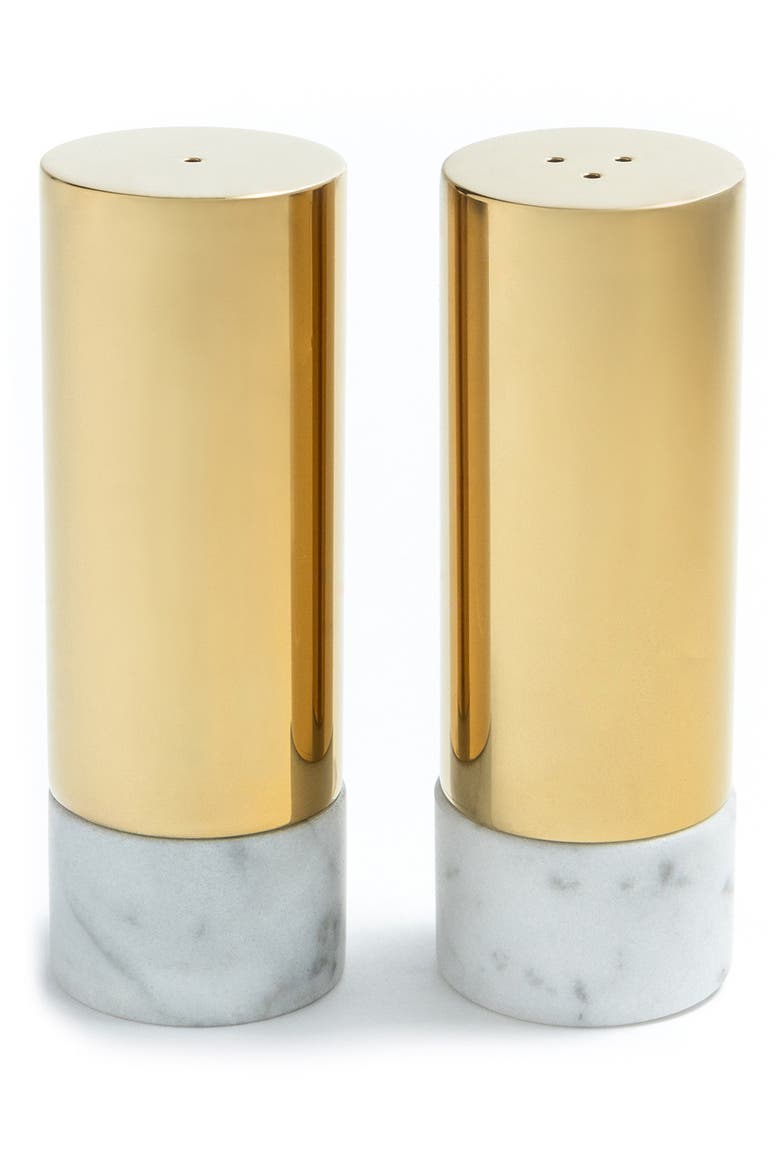 Coluna Dual Salt & Pepper Set, Main, color, WHITE AND GOLD