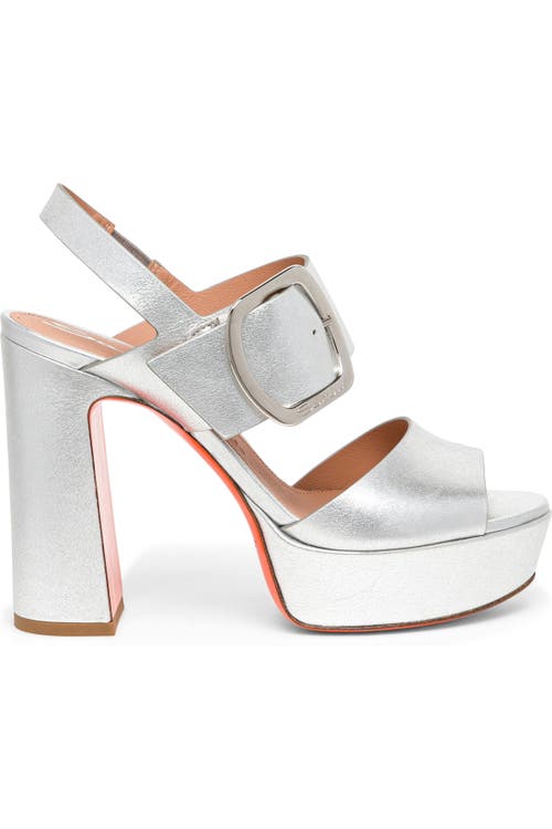 Santoni Laminated Leather High-heel Sandal In Silver
