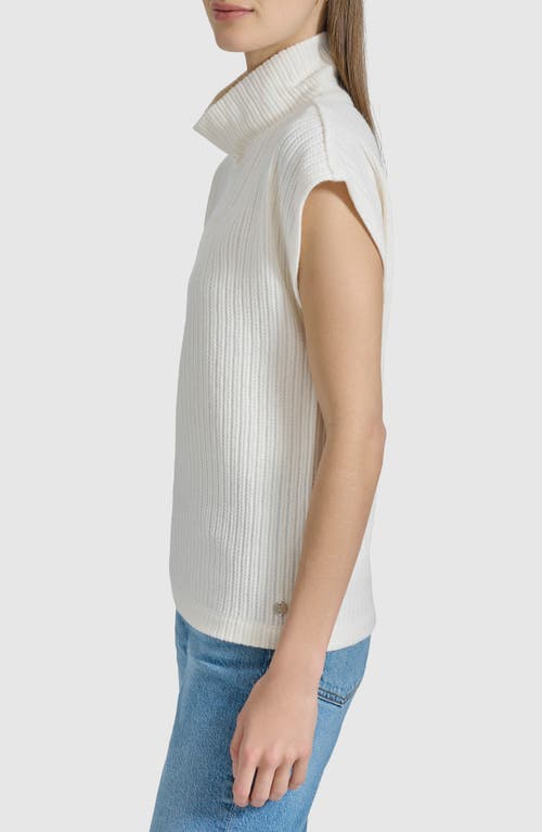 Andrew Marc Mock Neck Cap Sleeve Sweater In Cream