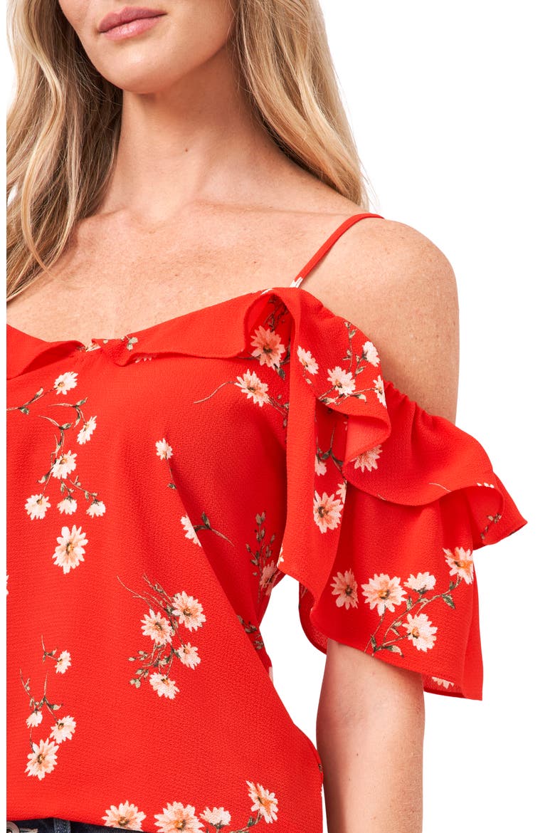 Romantic Daisies Cold Shoulder Blouse, Alternate, color, CSRONAMTICDAS