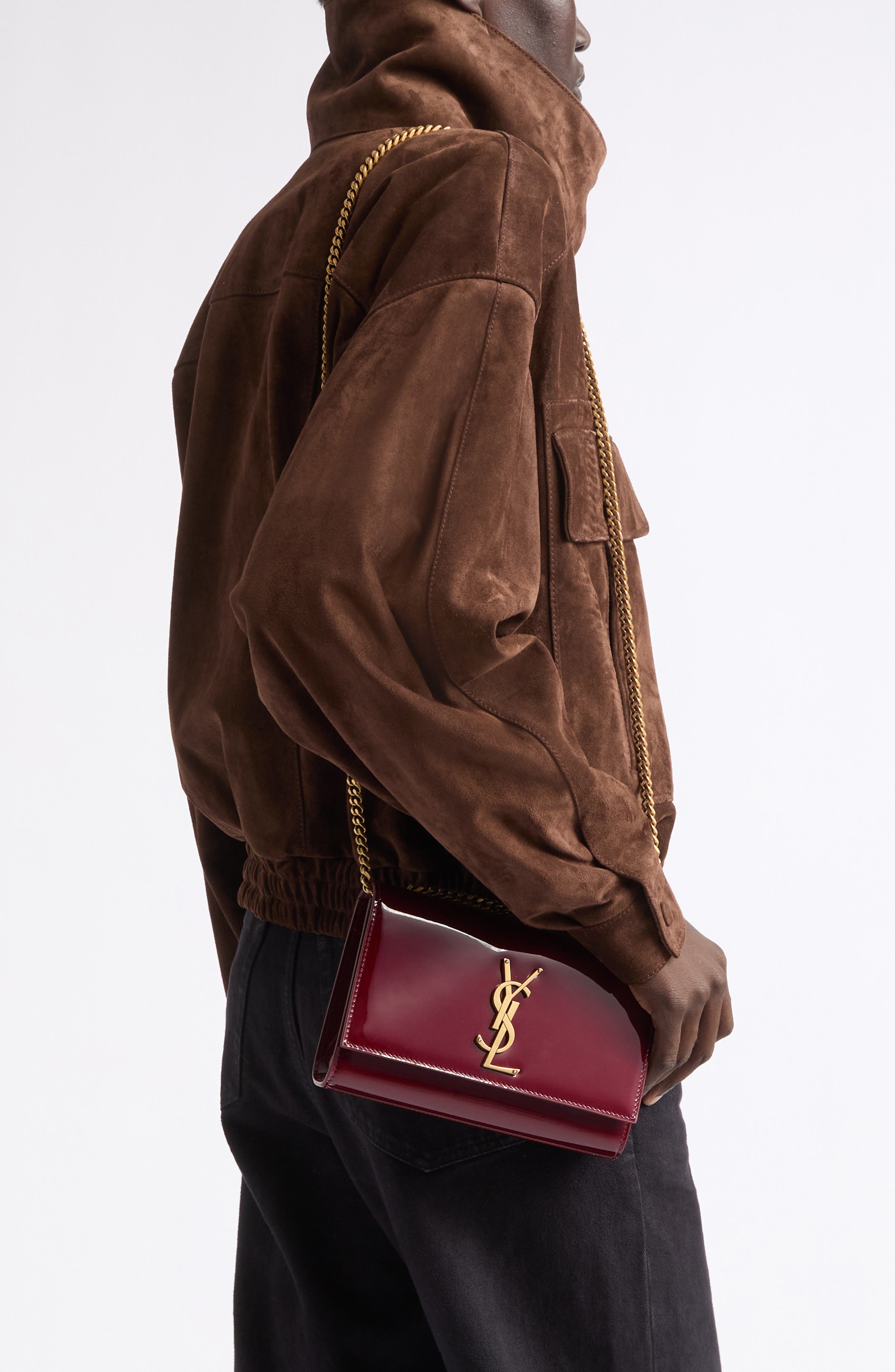 Small Kate Patent Leather Crossbody Bag, Alternate, color, GRENADE