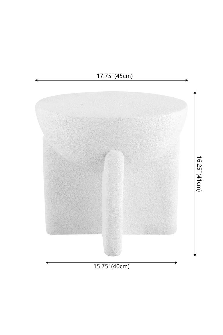 Brady Minimalist Geometric Polyresin Indoor/Outdoor Accent Table & Garden Stool, All-Weather Sculptural Side Table, Alternate, color, White Frosted