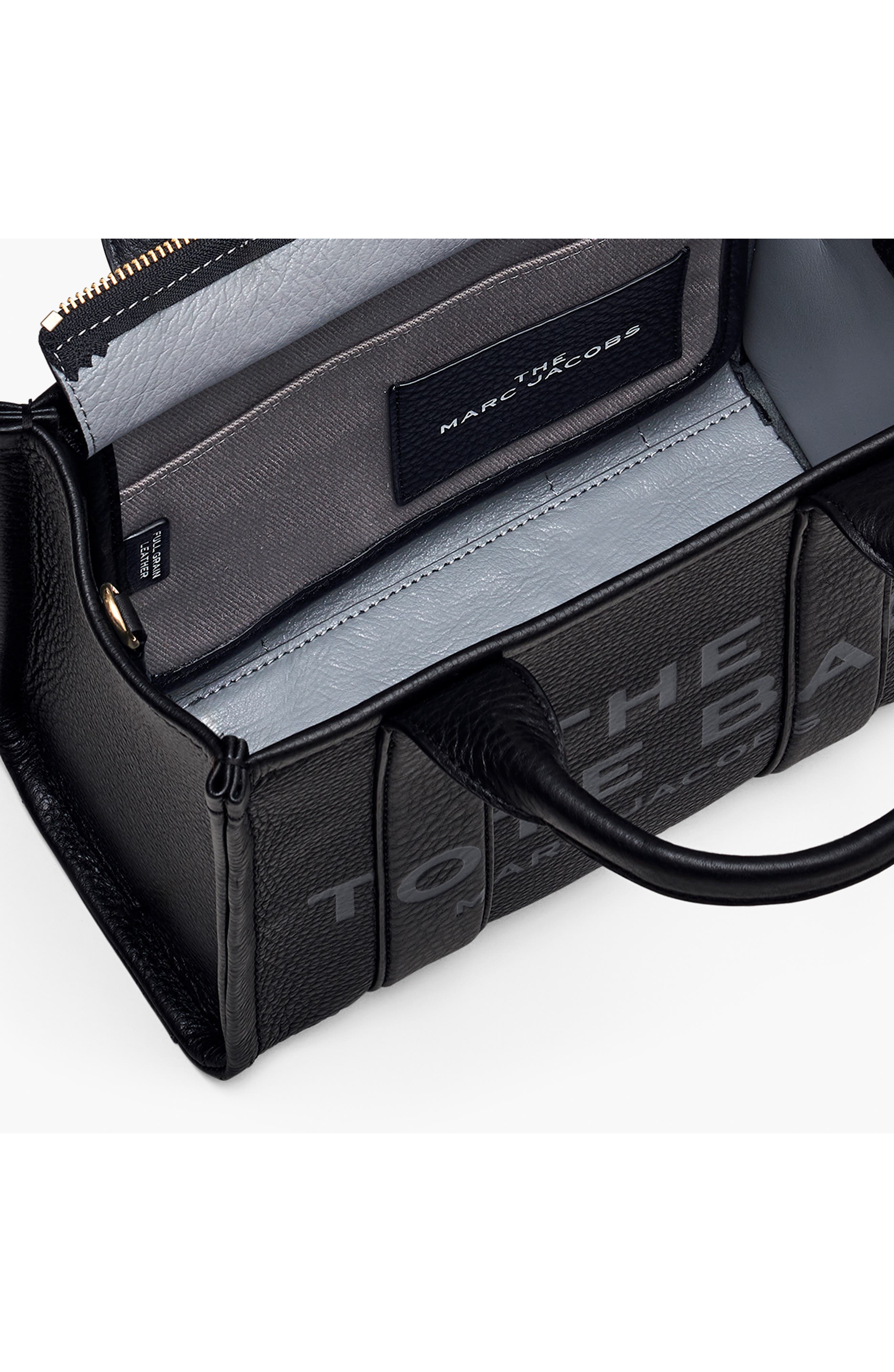 Marc Jacobs The Leather Small Tote Bag, Alternate, color, Black