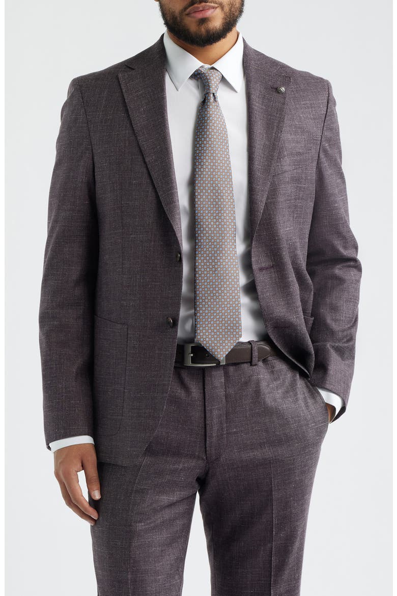 Midland Contemporary Fit Mauve Slub Woll Blend Suit, Alternate, color, MAUVE