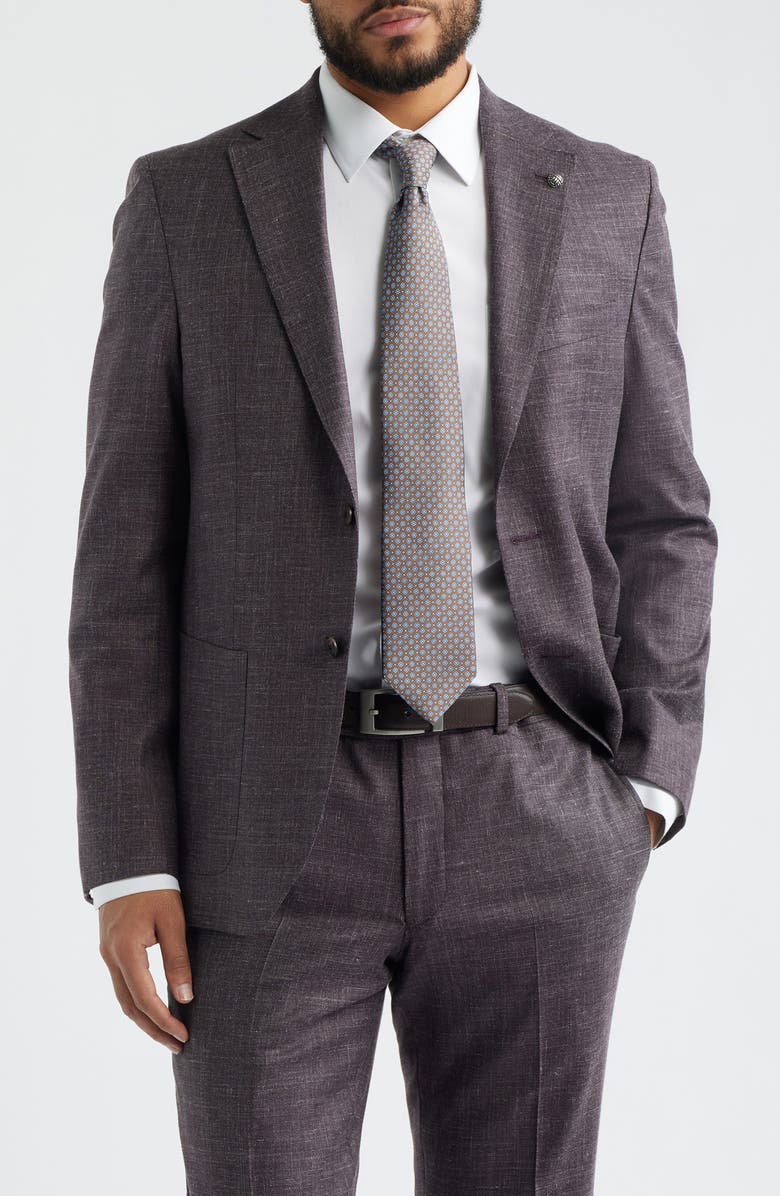 Jack Victor Midland Contemporary Fit Mauve Slub Woll Blend Suit, Alternate, color, Mauve