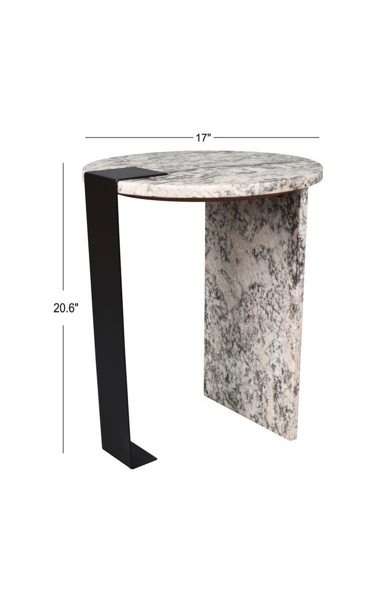 JONATHAN Y Lyra 20.66" Contemporary Natural Marble/Metal Handmade Round End Table, Alternate, color, Ivory/Black