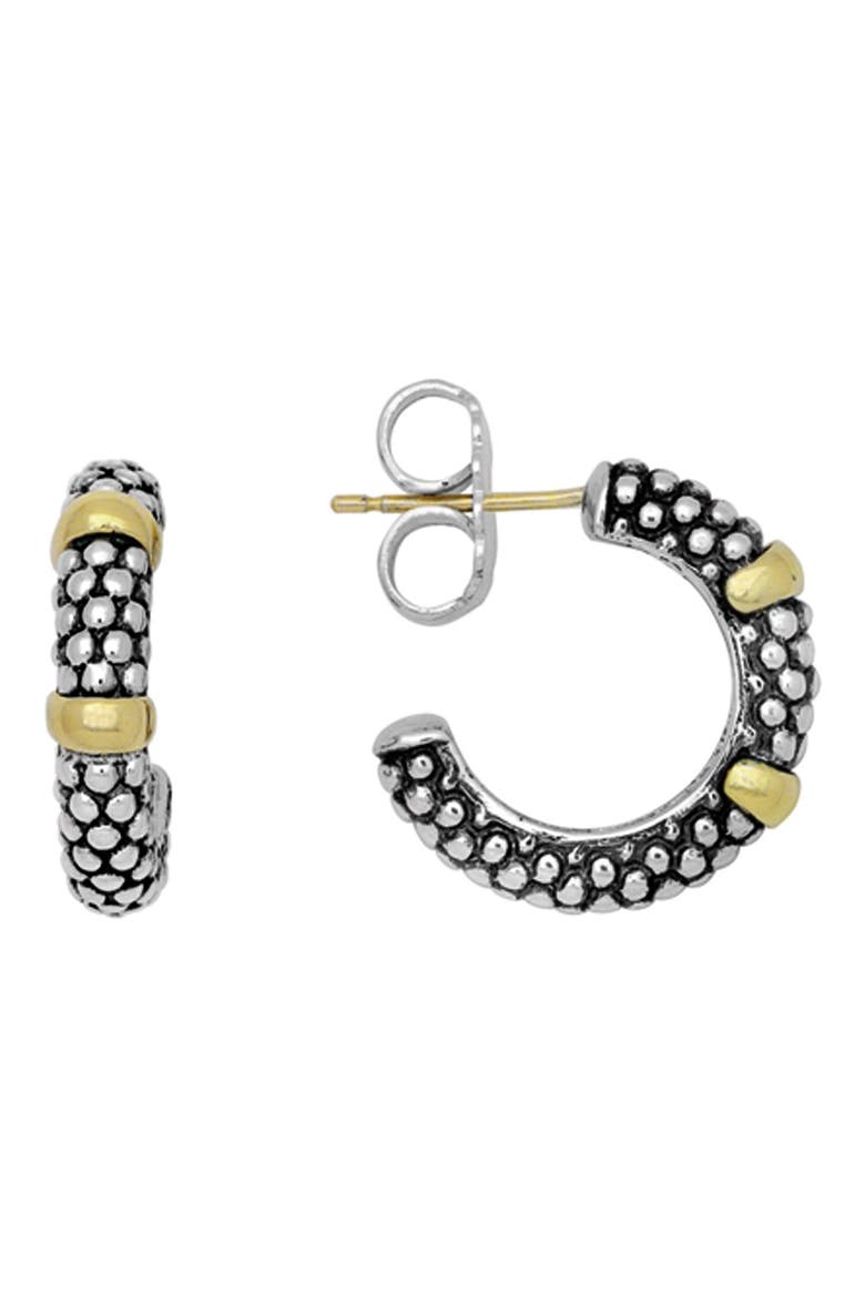Two Tone Caviar Hoop Earrings, Main, color, STERLING SILVER/ GOLD