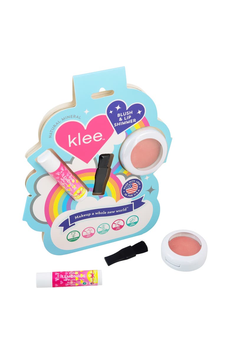 Klee Naturals Honey Pink Buzz - Kids' Blush and Lip Shimmer Set, Main, color, Peachy Pink