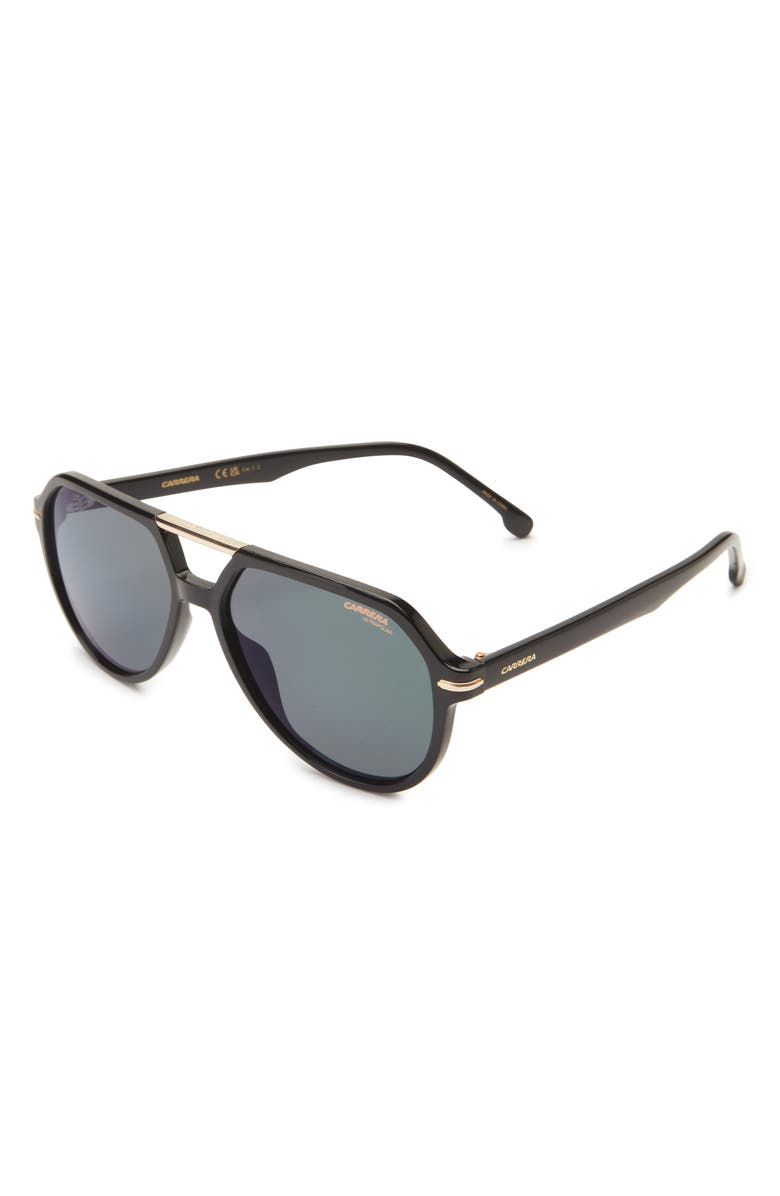Carrera Eyewear 58mm Polarized Aviator Sunglasses, Alternate, color, Black