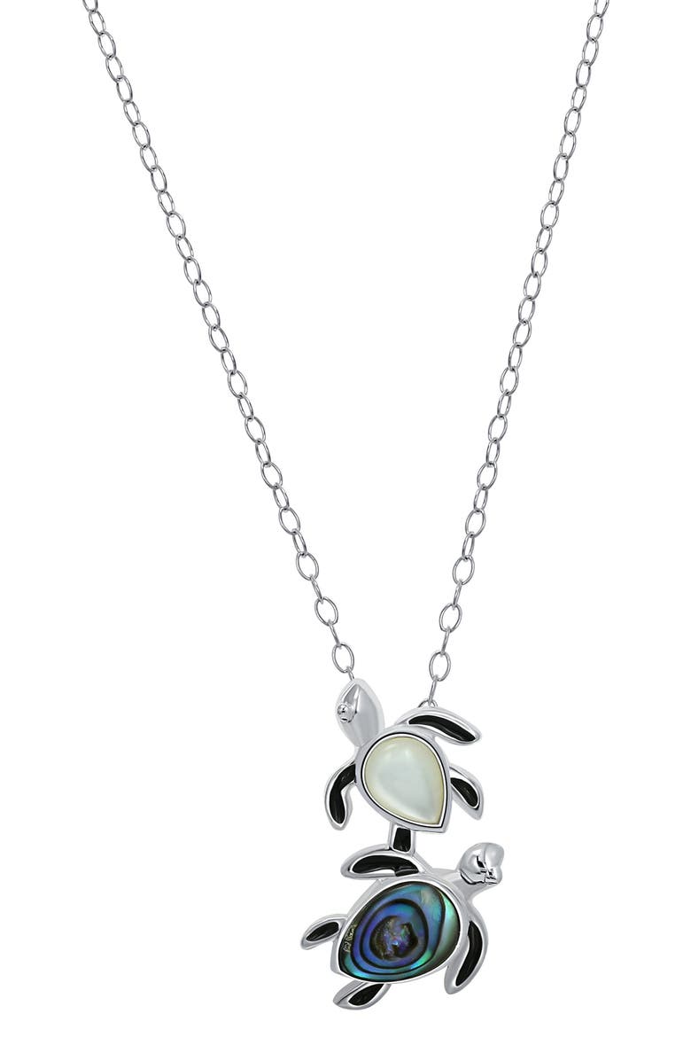 Turtle Mother-of-Pearl & Abalone Pendant Necklace, Main, color, SILVER/ MULTI