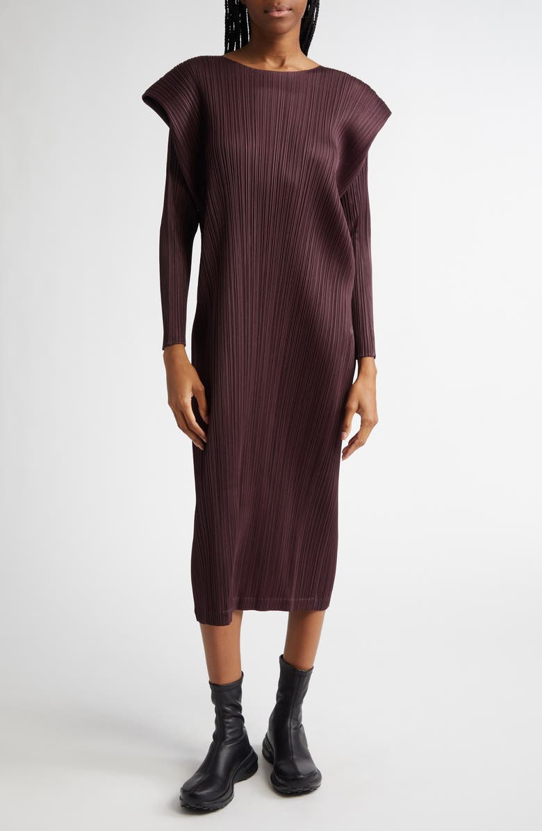Pleats Please Issey Miyake Monthly Colors September Pleated Long Sleeve Dress, Main, color, 