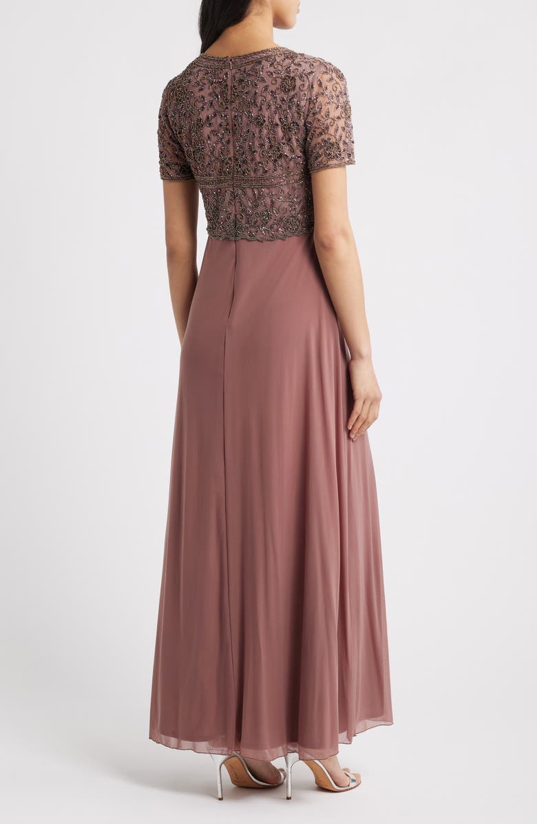 Pisarro Nights Beaded Bodice A-Line Gown, Alternate, color, New Mauve