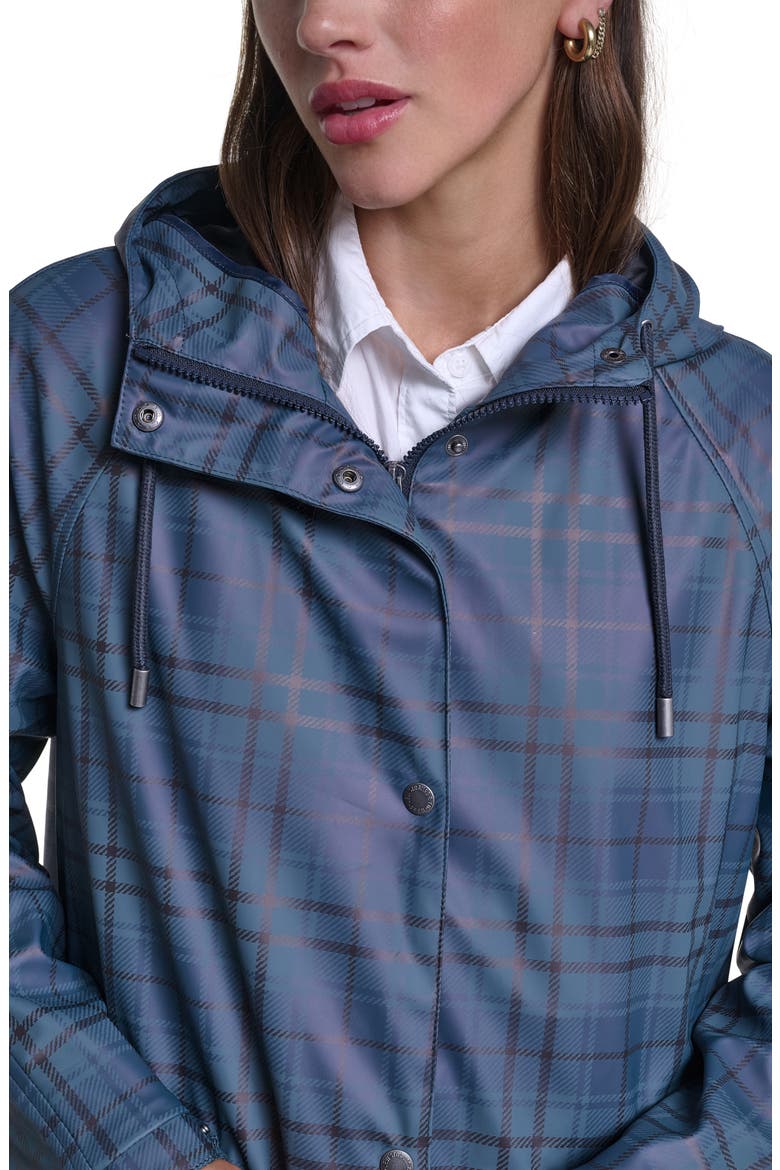 Water Resistant Hooded Long Rain Jacket, Alternate, color, REMY PLAID