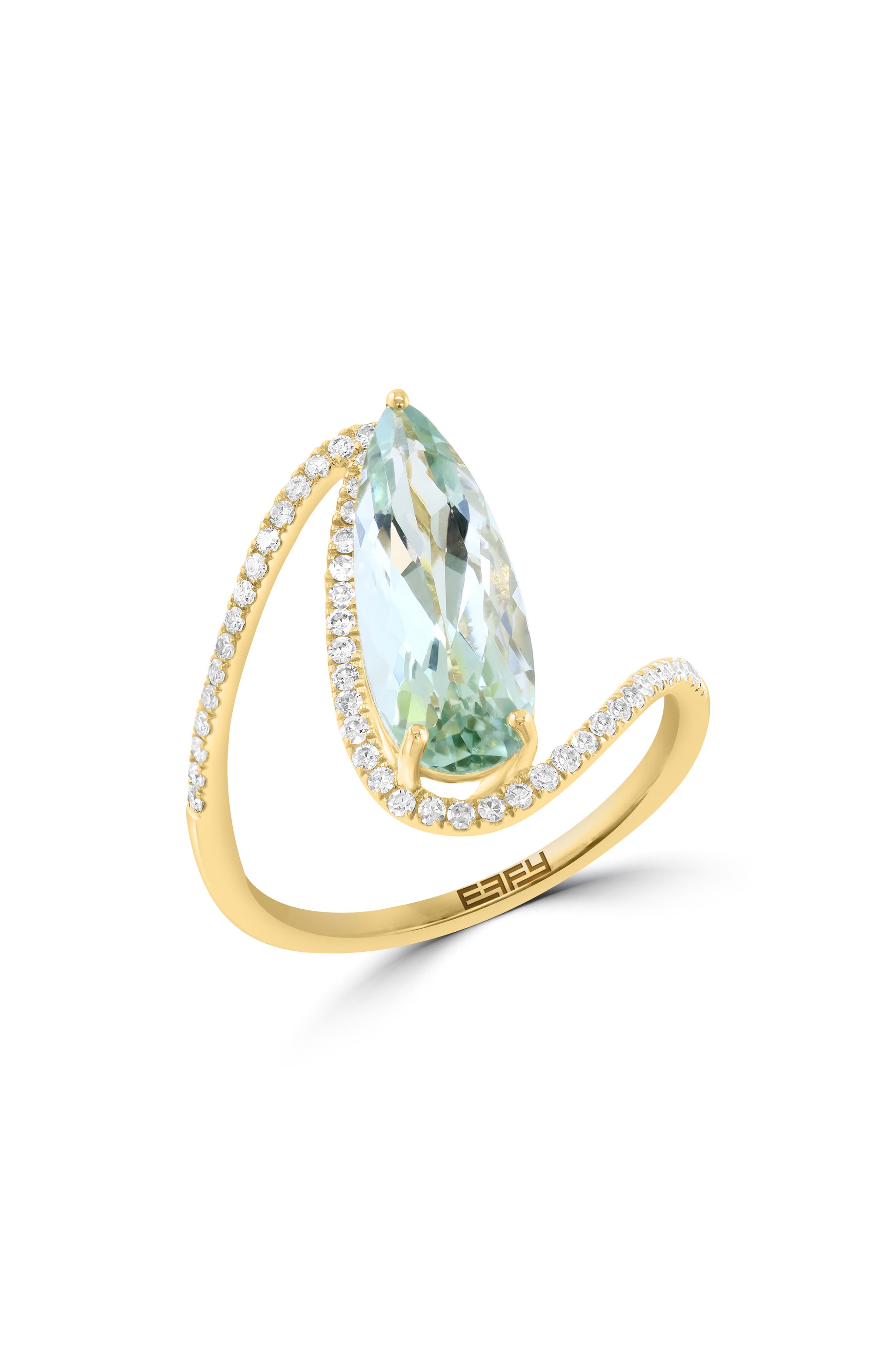 EFFY Pear Cut Green Quartz & Diamond Ring