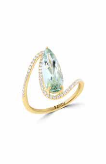 EFFY Pear Cut Green Quartz & Diamond Ring