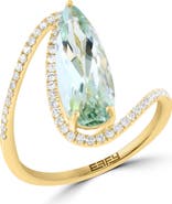 EFFY Pear Cut Green Quartz & Diamond Ring