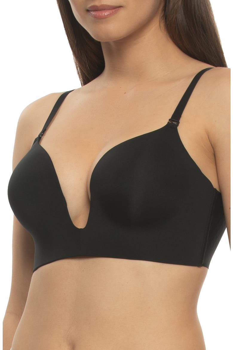 Entice Longline Plunge Push-Up Bra, Alternate, color, BLACK