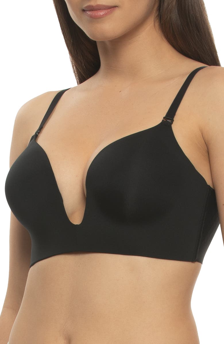 Felina Entice Longline Plunge Push-Up Bra, Alternate, color, Black