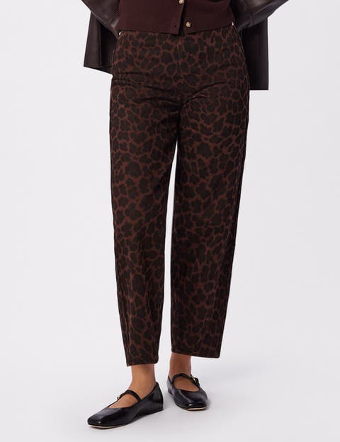 Leopard Print Barrel Jean