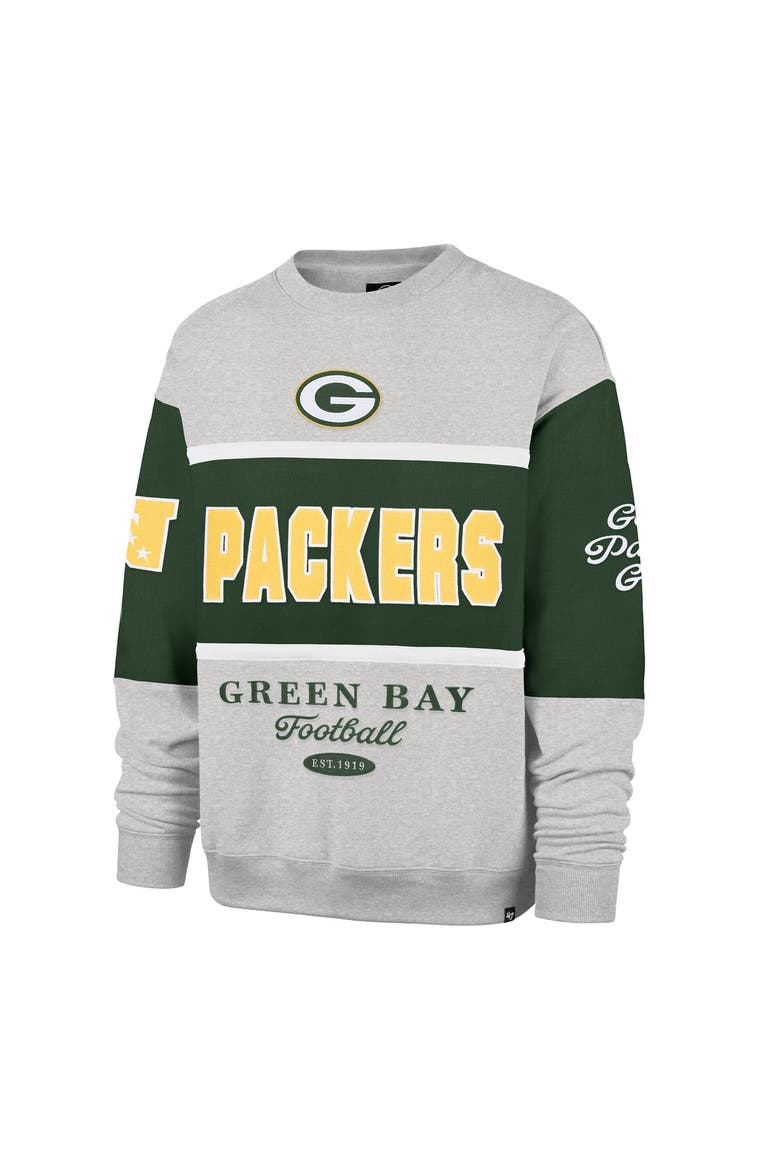 Men's '47 Green/Heather Gray Green Bay Packers Blockfield Maximalist Sweatshirt, Alternate, color, Green