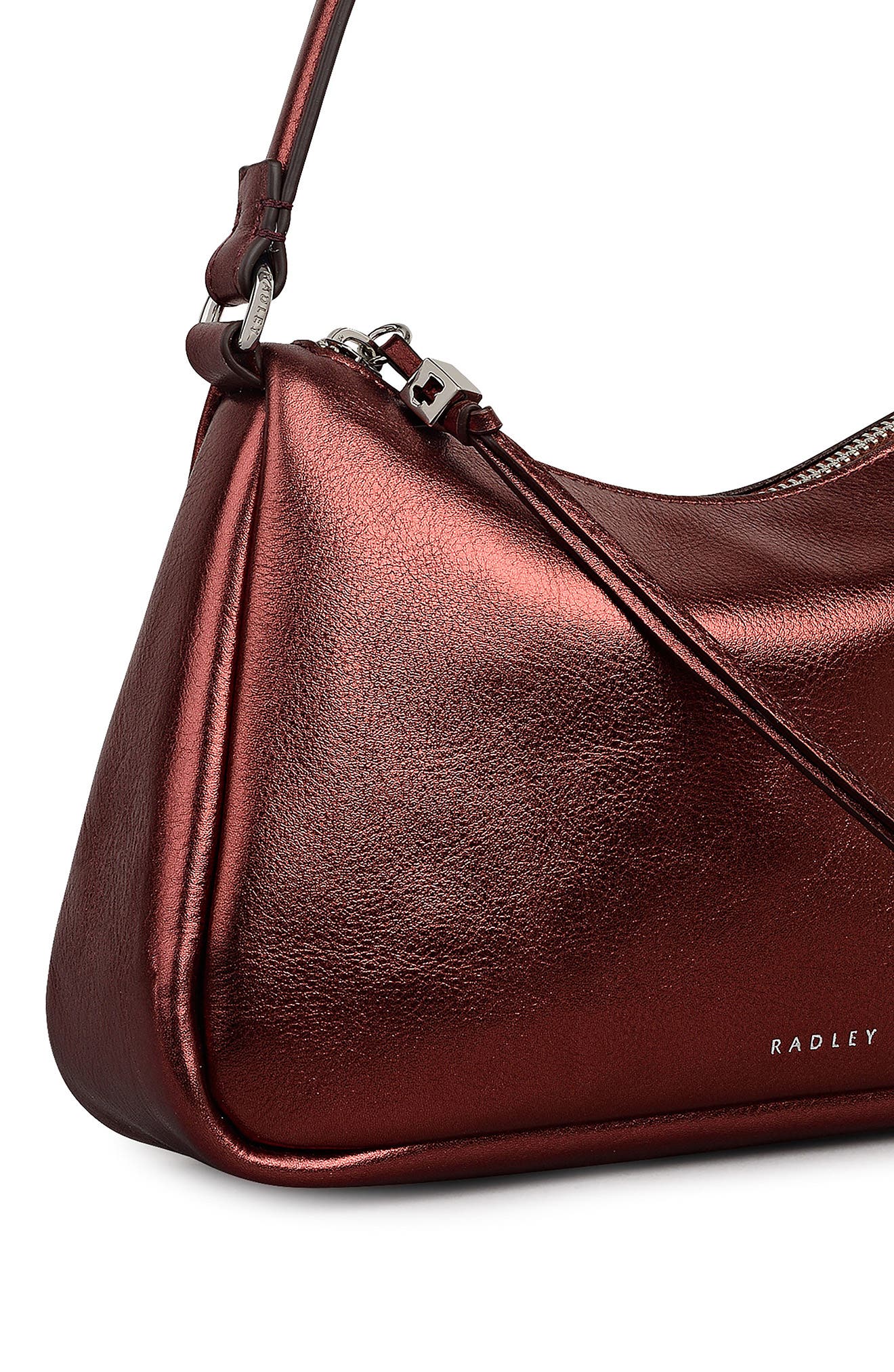 Radley Carlton Close Metallic Leather Shoulder Bag, Alternate, color, Bronze