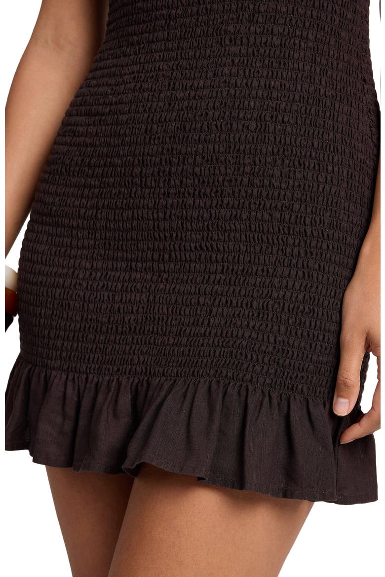 Air Linen Smocked Boatneck Dress, Alternate, color, ESPRESSO