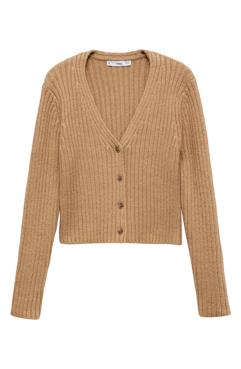 MANGO V-Neck Rib Cardigan, Alternate, color,