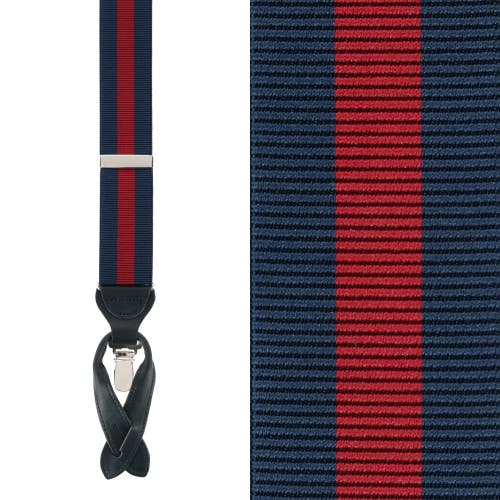 Trafalgar Oliver Stripe 35mm Convertible Suspenders In Blue