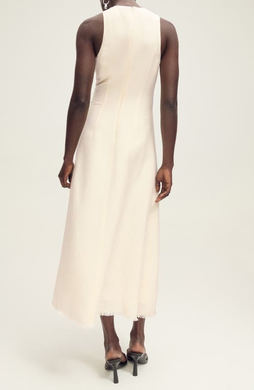 MANGO MANGO FRAYED HEM LINEN A-LINE DRESS