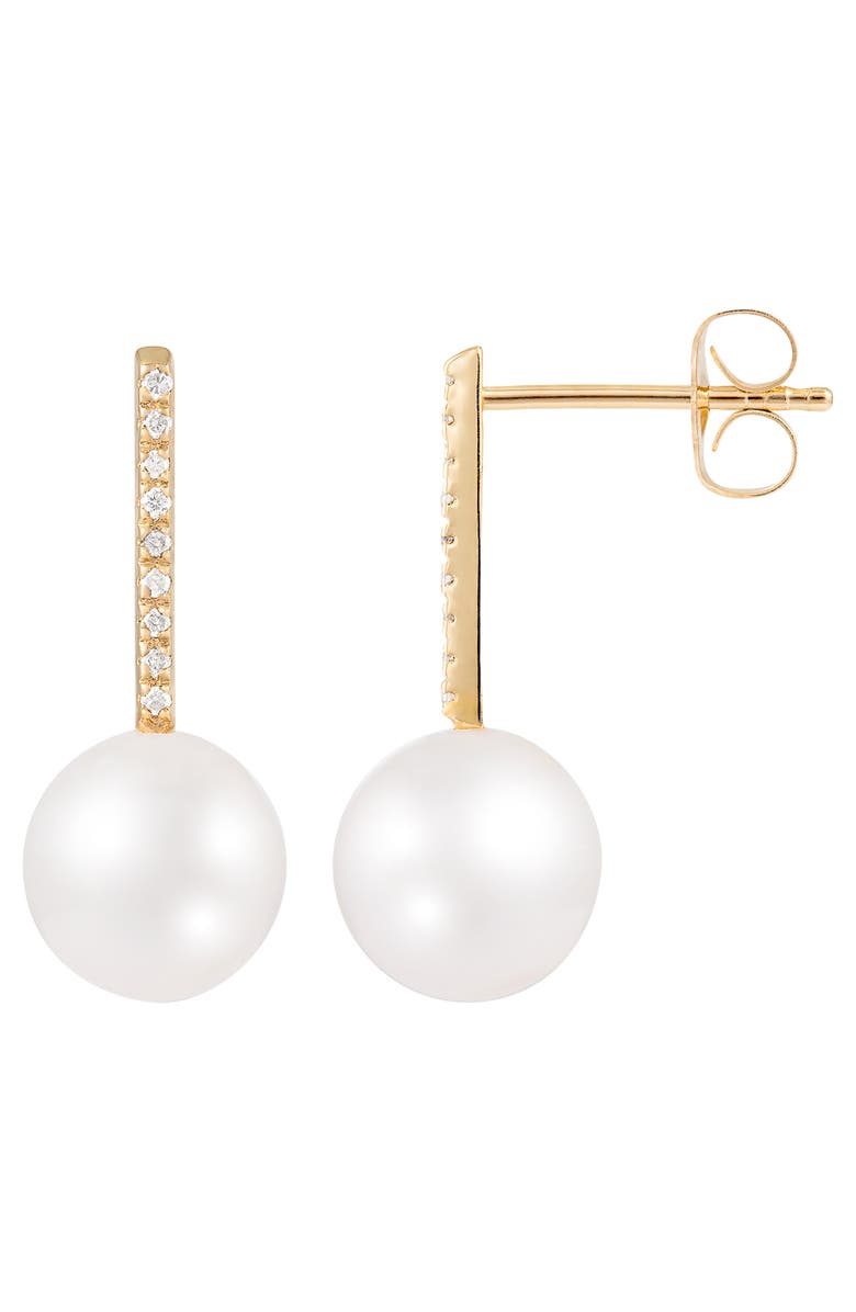 SPLENDID PEARLS Freshwater Pearl & Diamond Drop Earrings - 0.09ct., Main, color,