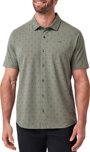 TravisMathew Comfortknit Geo Short Sleeve Button-Up Shirt