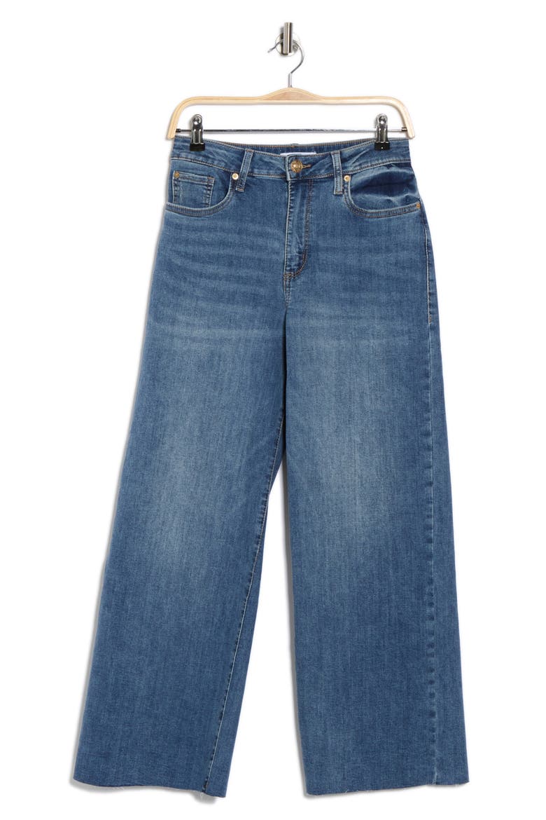 Sabrina Raw Hem High Waist Ankle Wide Leg Jeans, Alternate, color, INYO