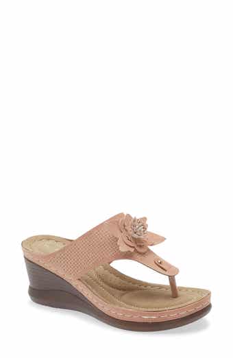 Yaz Floral Appliqué T-Strap Sandal
