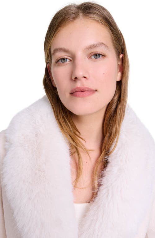 Maje Belted Short Coat In Neutral
