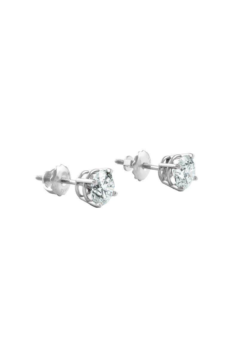 Bliss Diamond 2 Ct TW Round Lab Grown Diamond Studs 14K Gold With Screw Backs, Alternate, color, 14K White Gold