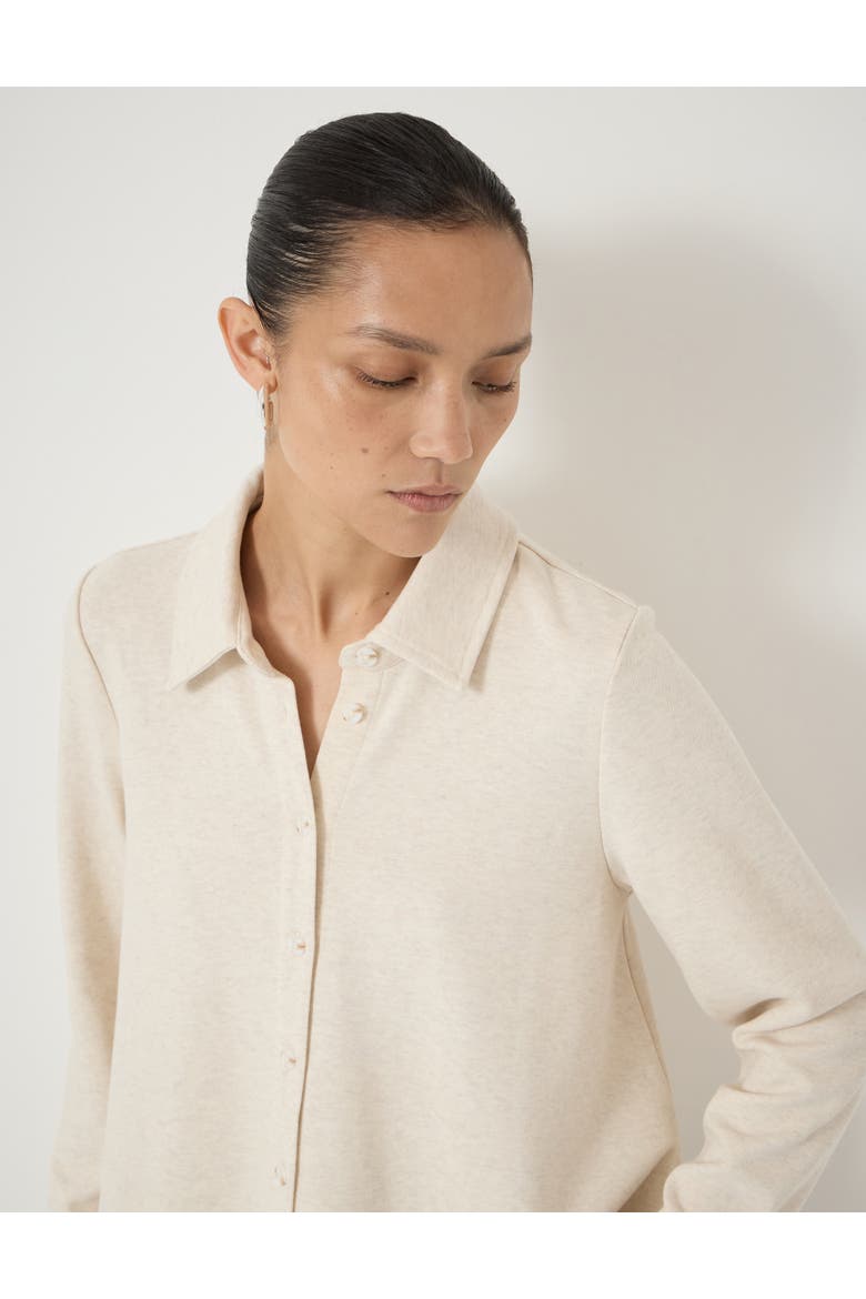 Noa Button A-Line Polo Top, Alternate, color, Oatmeal Marl