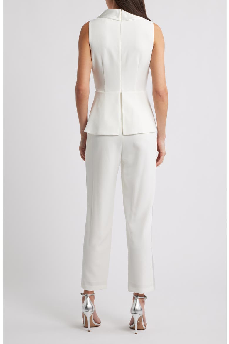 Sleeveless Peplum Waistcoat Jumpsuit, Alternate, color, IVORY