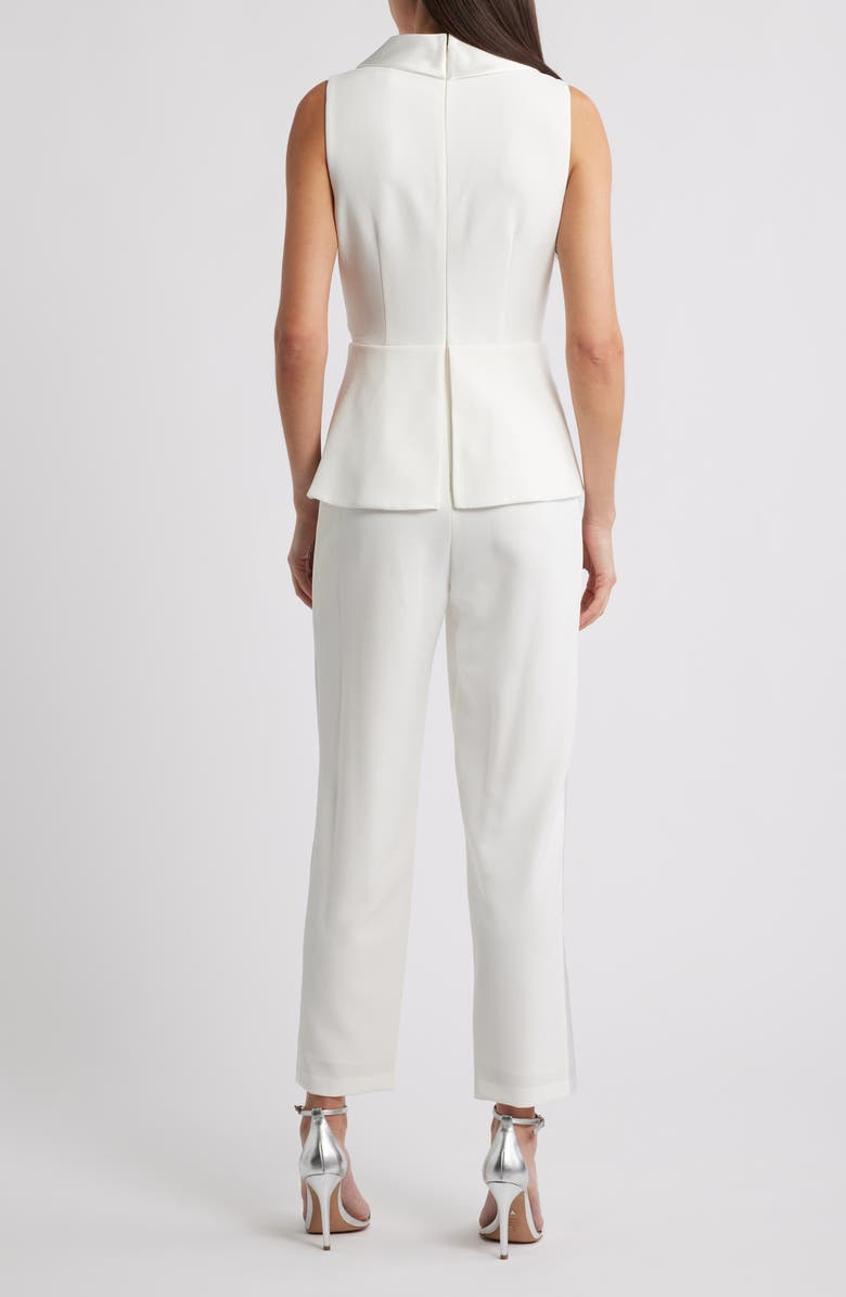 Eliza J Sleeveless Peplum Waistcoat Jumpsuit, Alternate, color, Ivory