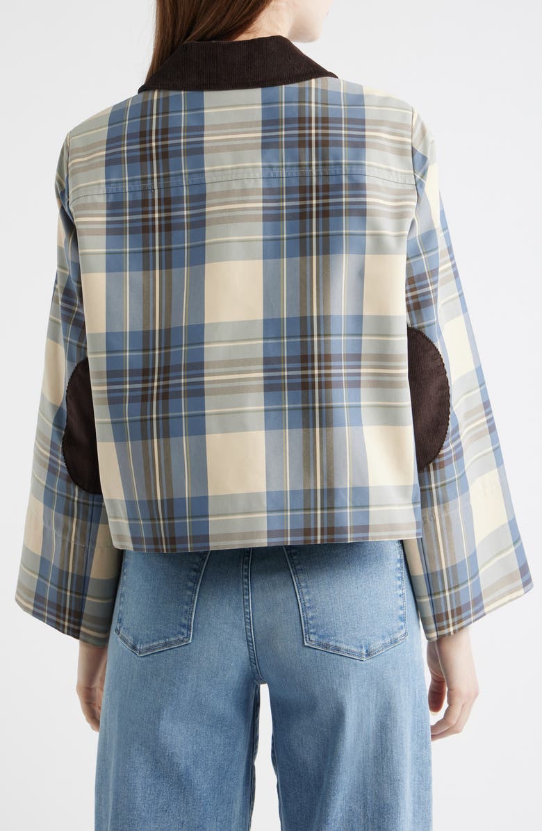 FRAME The Short Plaid Cotton Blend Mac Coat, Alternate, color, Navy Check